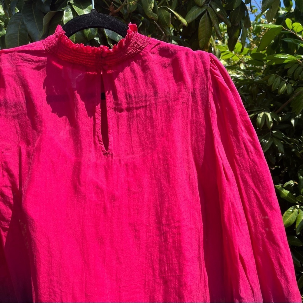 Cami NYC pink purple ombré silk ruffle‎ collar long sleeve blouse - Picture 3 of 4